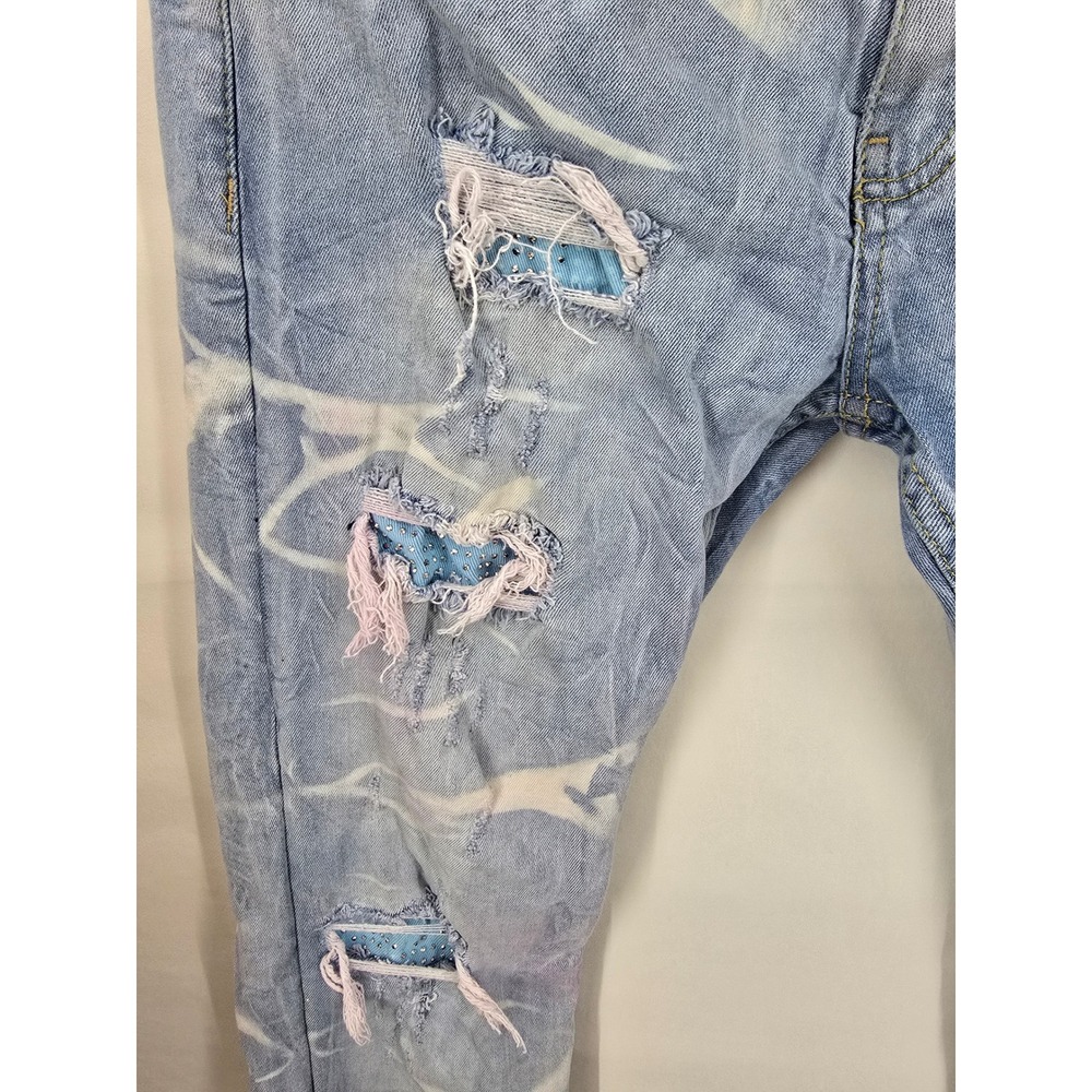 Evolution In Design Shuttle Distressed Rhinestone Blue Jeans Kids Size 20 - Picture 3 of 8